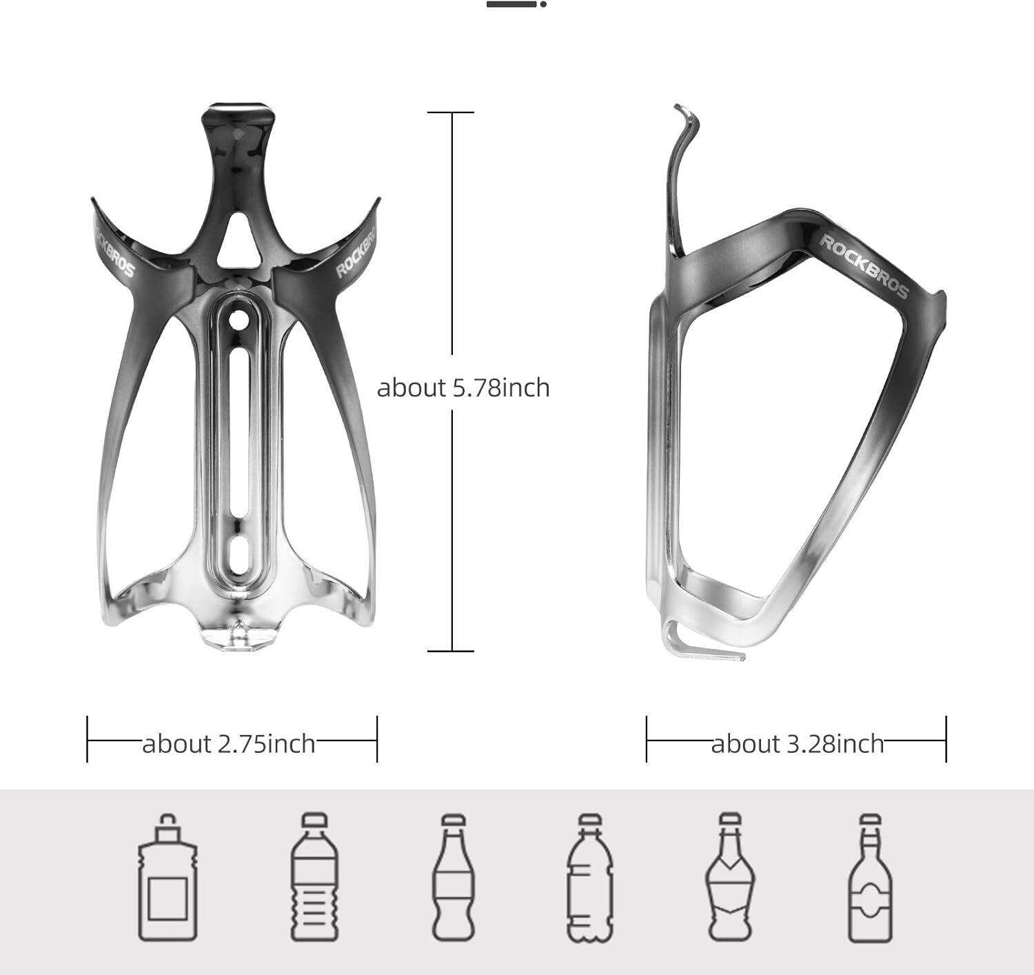 ROCKBROS Porte-Bidon Vélo Léger 30g, Universel pour VTT, 147x70x82mm, avec Vis 2/7