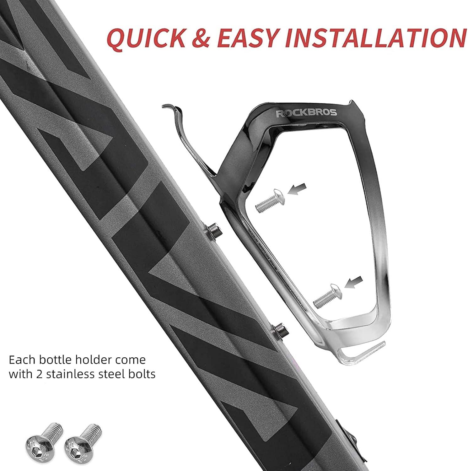 ROCKBROS Porte-Bidon Vélo Léger 30g, Universel pour VTT, 147x70x82mm, avec Vis 4/7