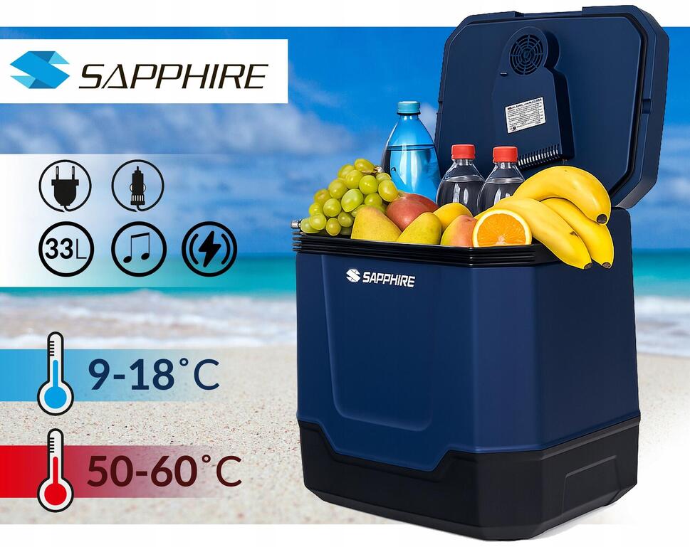 Lodówka turystyczna samochodowa Sapphire ST-1033L 33L 12/230V z głośnikiem