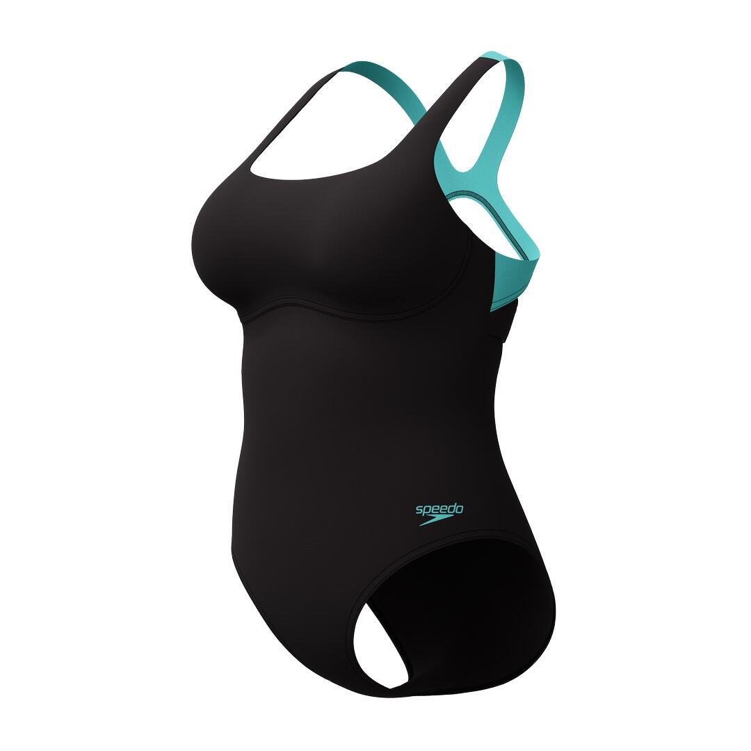 Speedo Badeanzug mit Schwimm-BH Flex Band Schwarz / Blau 6/7