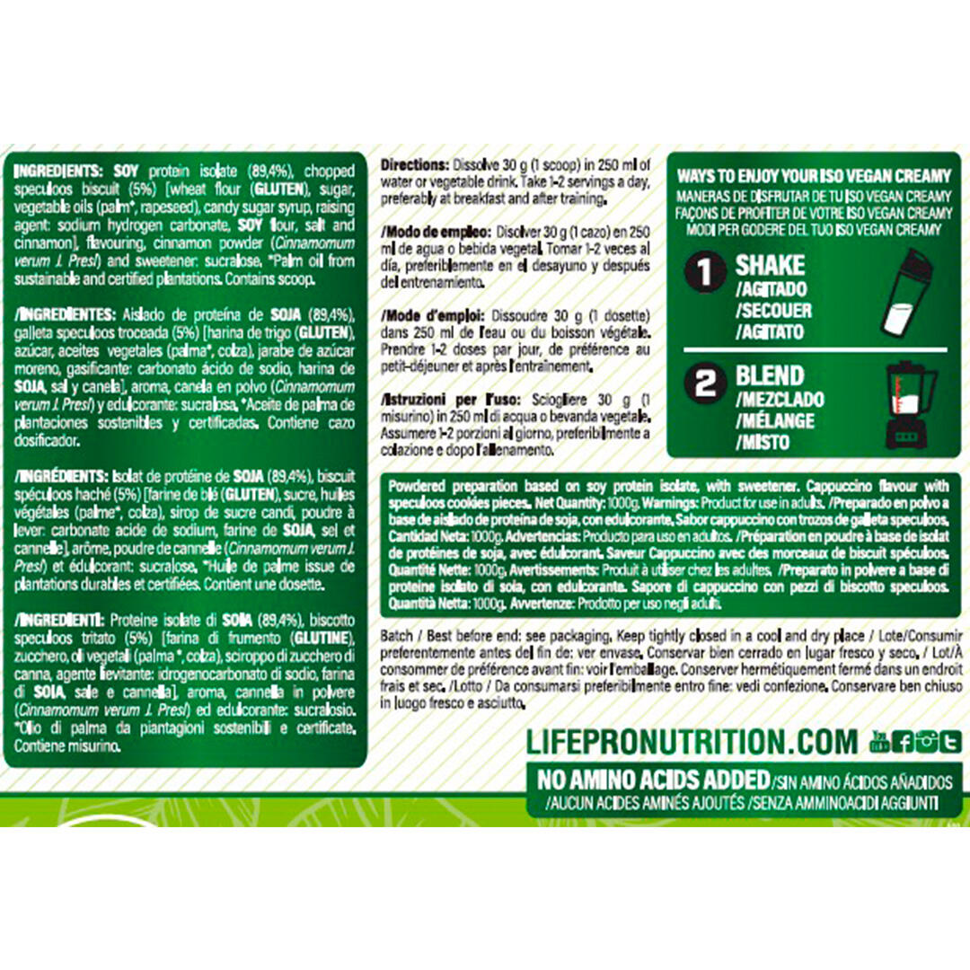 100% Isolaat Vegan Romig - 1 kg Cappuccino LifePRO 3/6