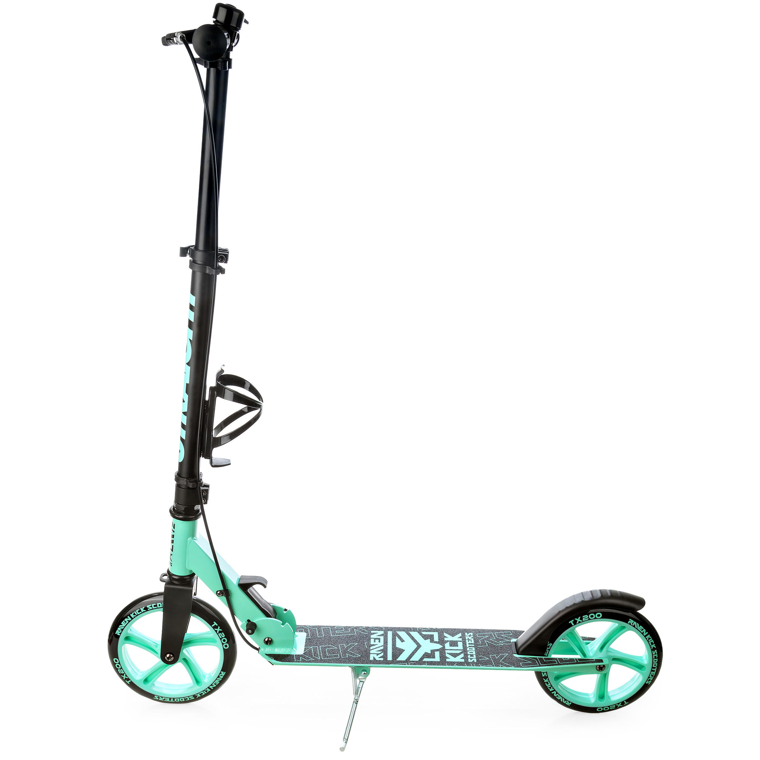 Trotinete dobrável Raven Straight Preto/Menta 200mm com travão e sino 3/7