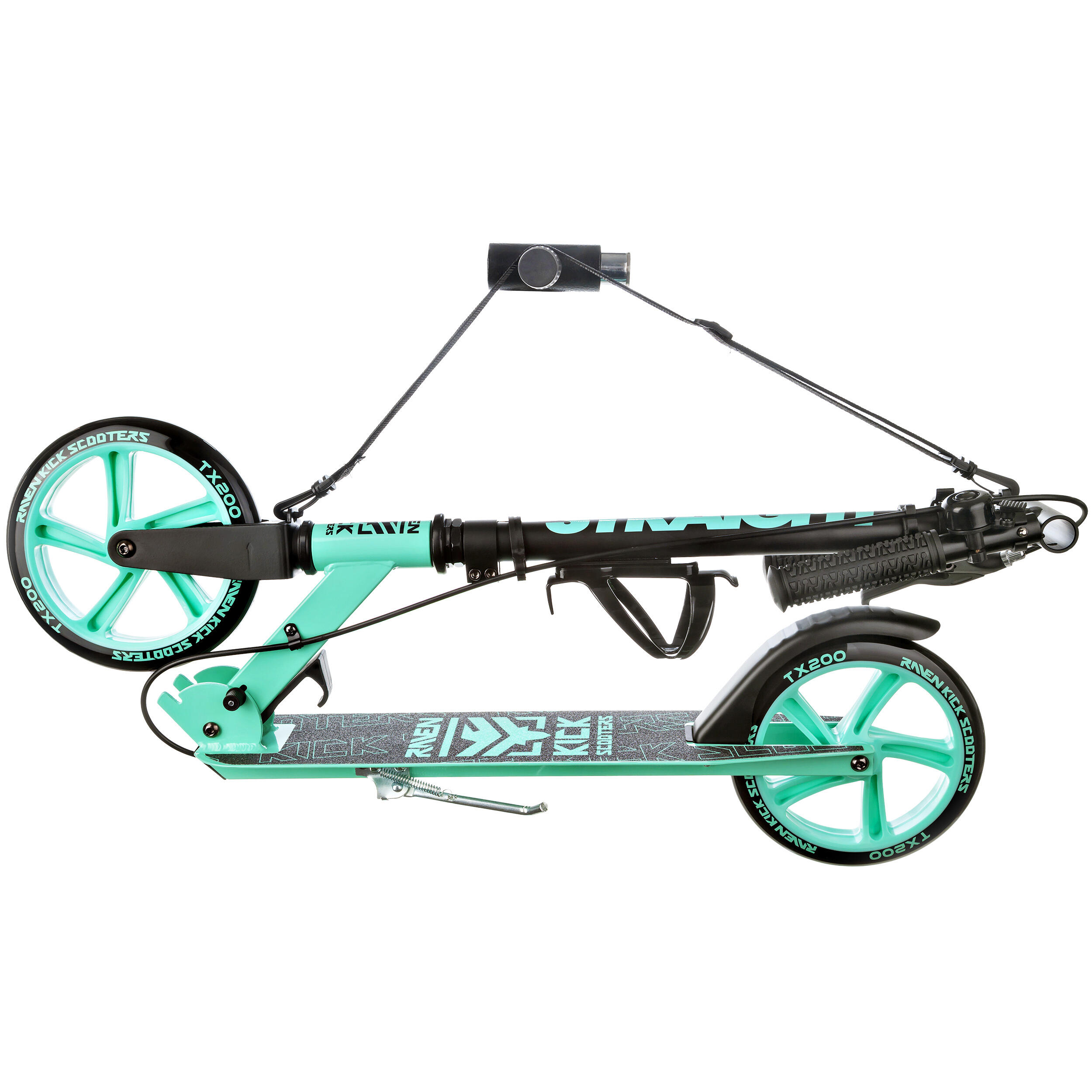 Trotinete dobrável Raven Straight Preto/Menta 200mm com travão e sino 2/7