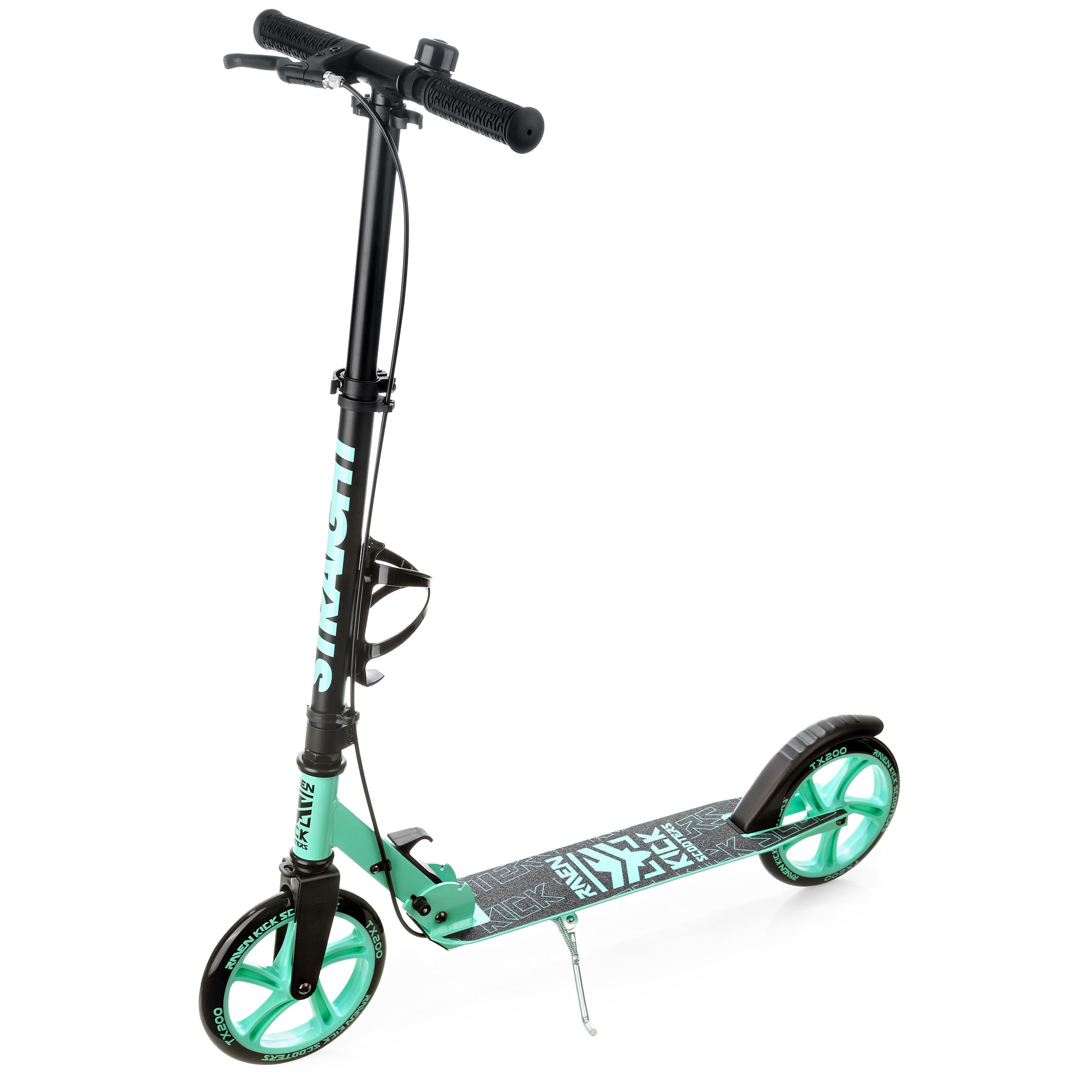 Trotinete dobrável Raven Straight Preto/Menta 200mm com travão e sino 6/7
