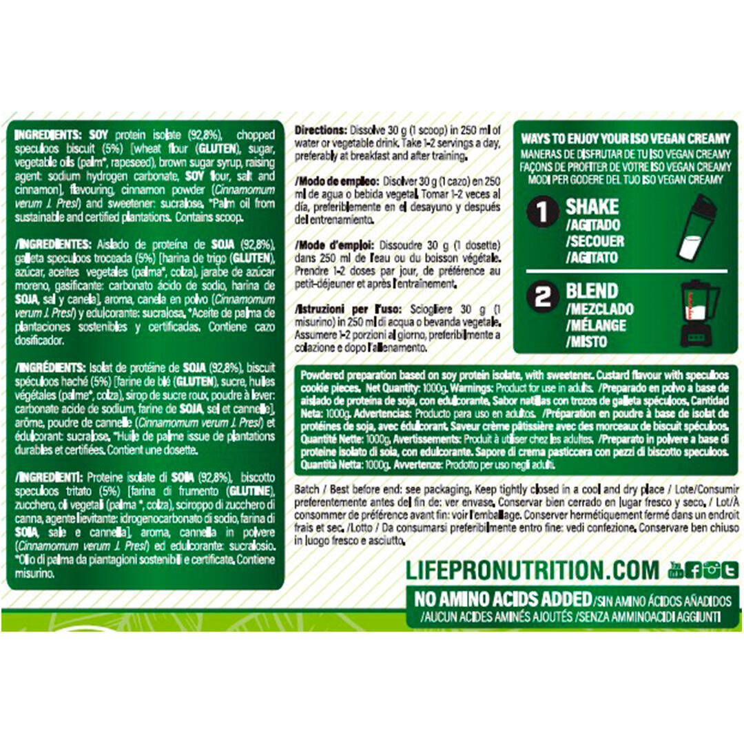Proteína Vegetal Life Pro Isolate Vegan Creamy 1kg Textura cremosa dieta vegana 3/6