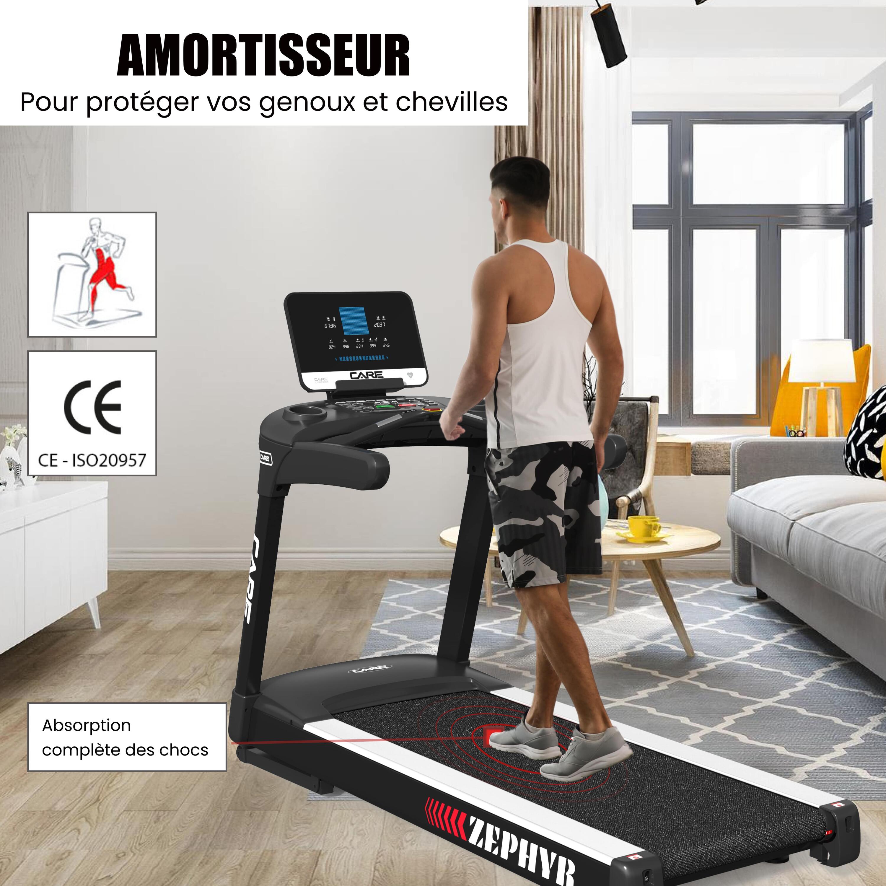 Tapis de course professionnel - 24km/h - CARE - ZEPHYR 7/7