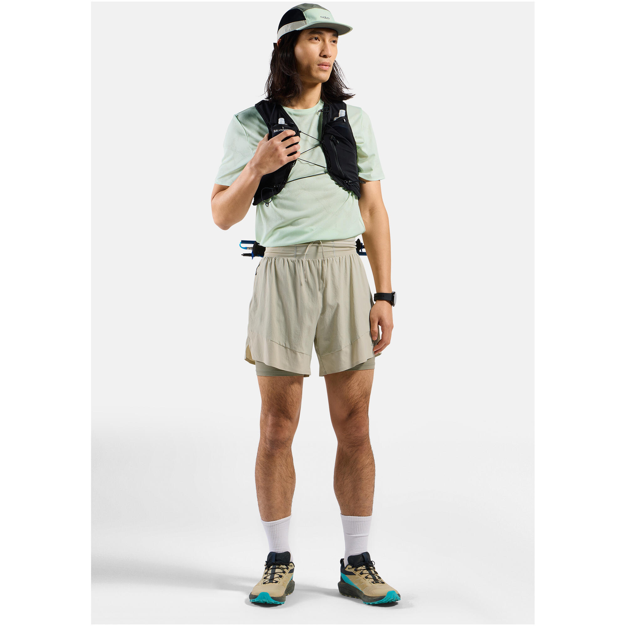 2-in-1 Shorts Odlo X-Alp Trail 6'' Grau 3/7