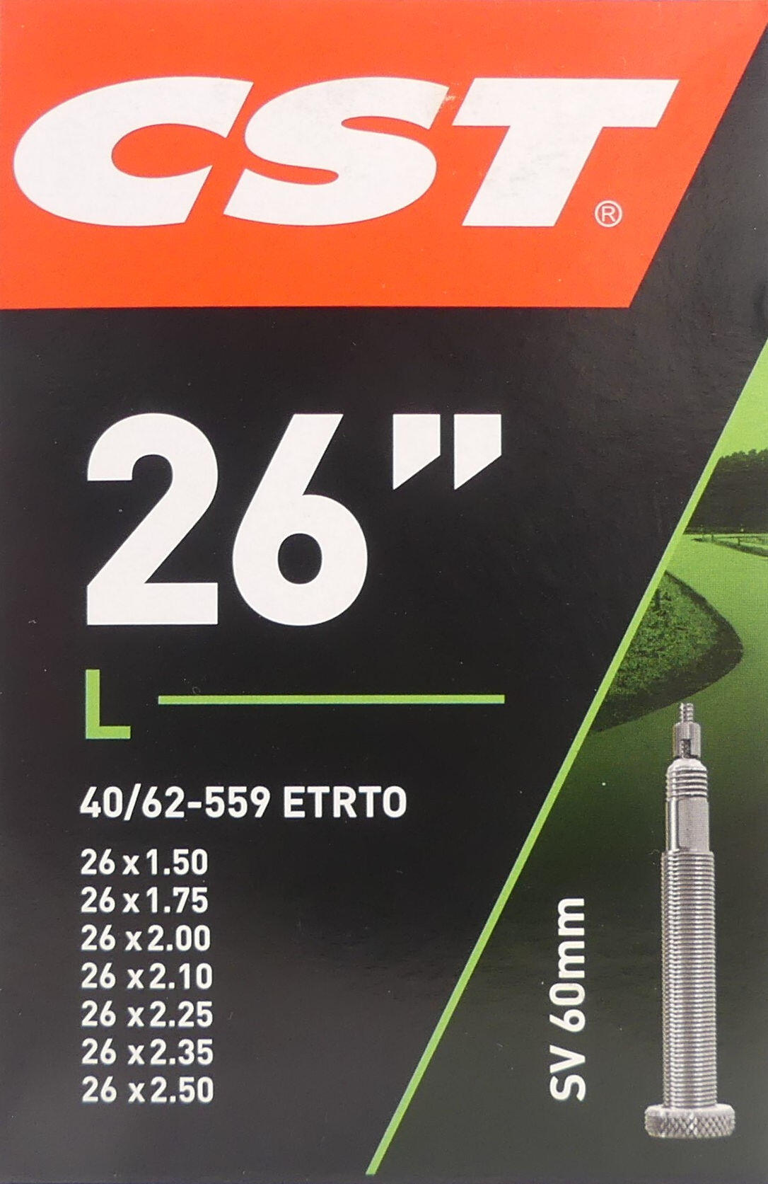 CST Camera d'aria Cst 26x1,75-2,30 (ETRTO 40-62-559) Valvola Presta 60 mm