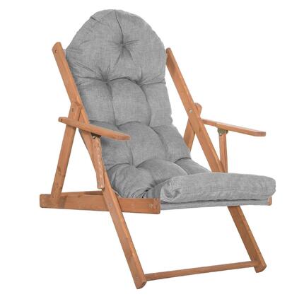 Leżak turystyczny Springos Borneo drewniany z 3-stopniową regulacją i poduszką