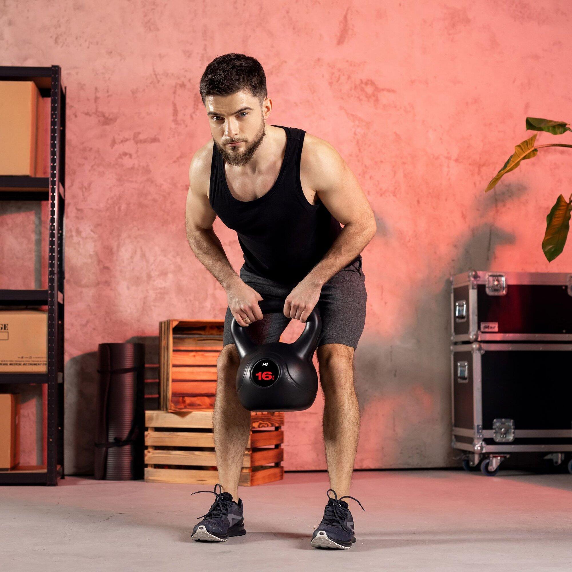 Kettlebell en vinyle pour entraînement de force Hop-Sport HS-PB016KB 16kg 5/7