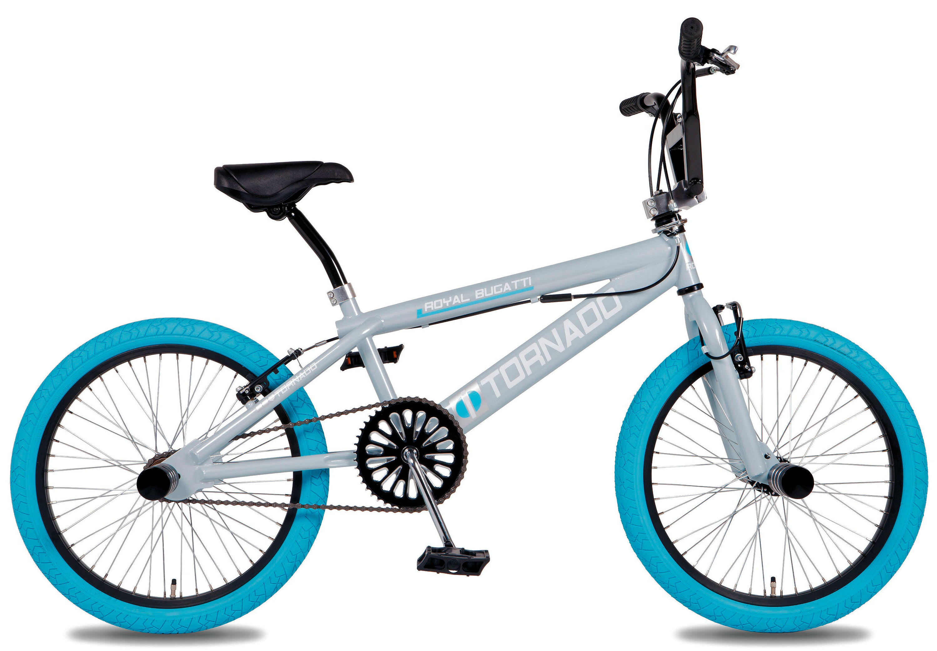 Royal 20 BMX Freestyle Bugatti cinzento azul claro com pneus azuis 2/2