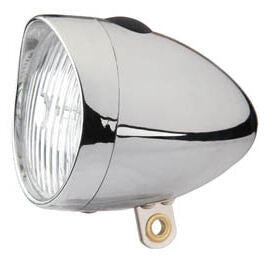 Edge retro koplamp met 3 led en batterijen in chroom