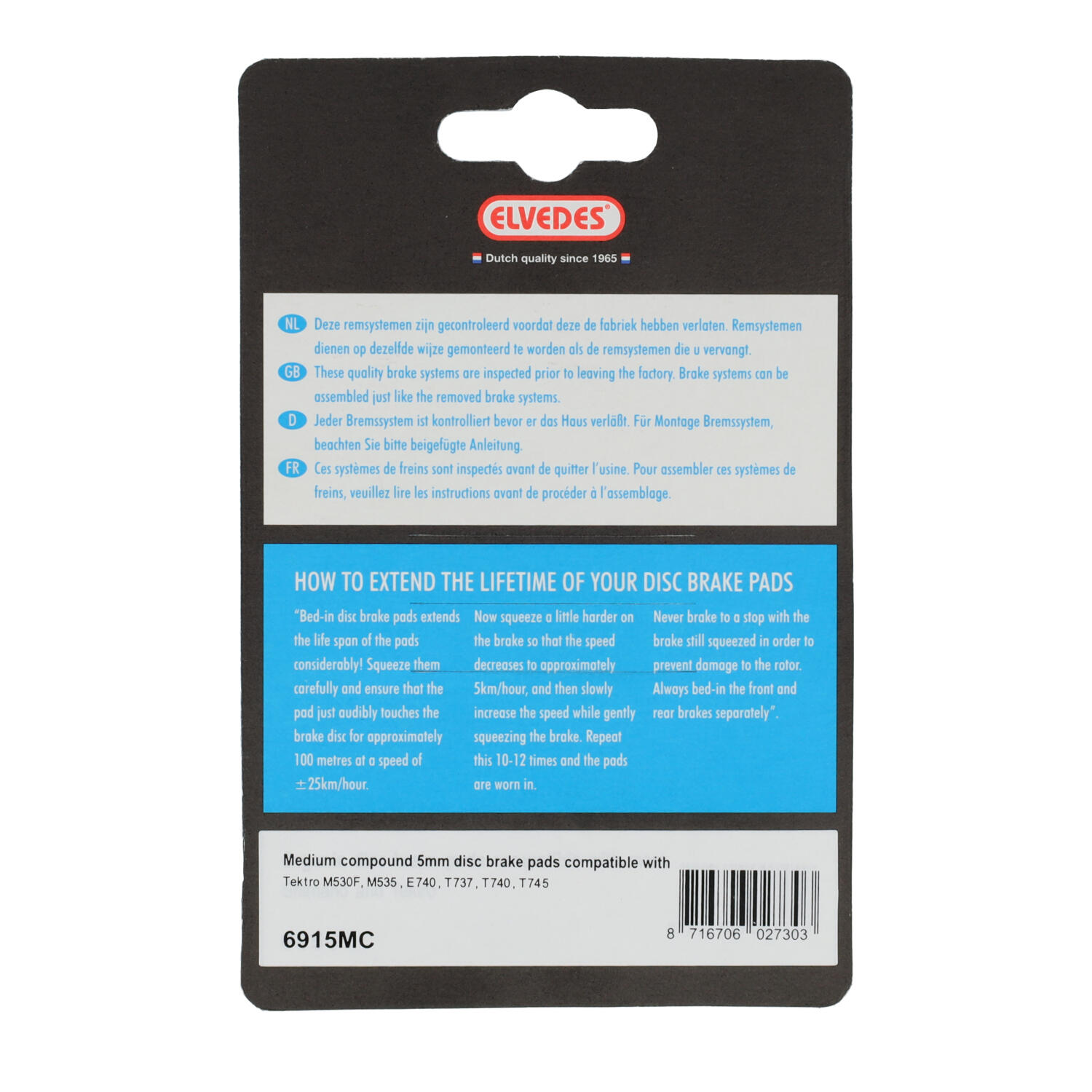 Plaquette de frein Elvedes Tektro M530F, M535, E740, E745, T737, T740, T 3/3