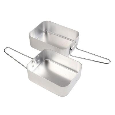 Lichtgewicht gamelle-set voor kampeervakanties voor volwassenen - zilver