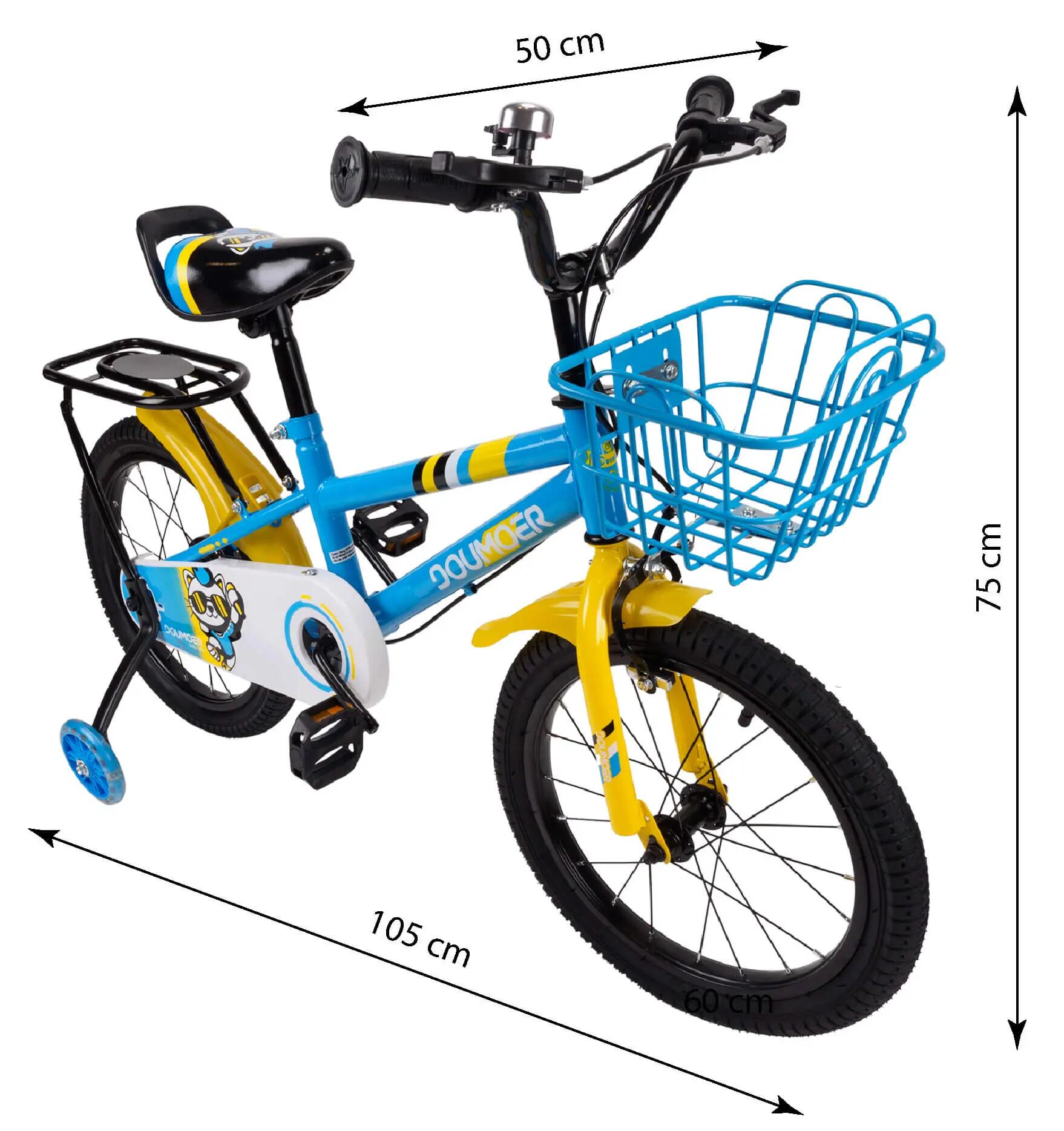 Bicicleta copii 5-7 ani cu roti ajutatoare Blue Arrow, 16 inch, blue galben 3/7