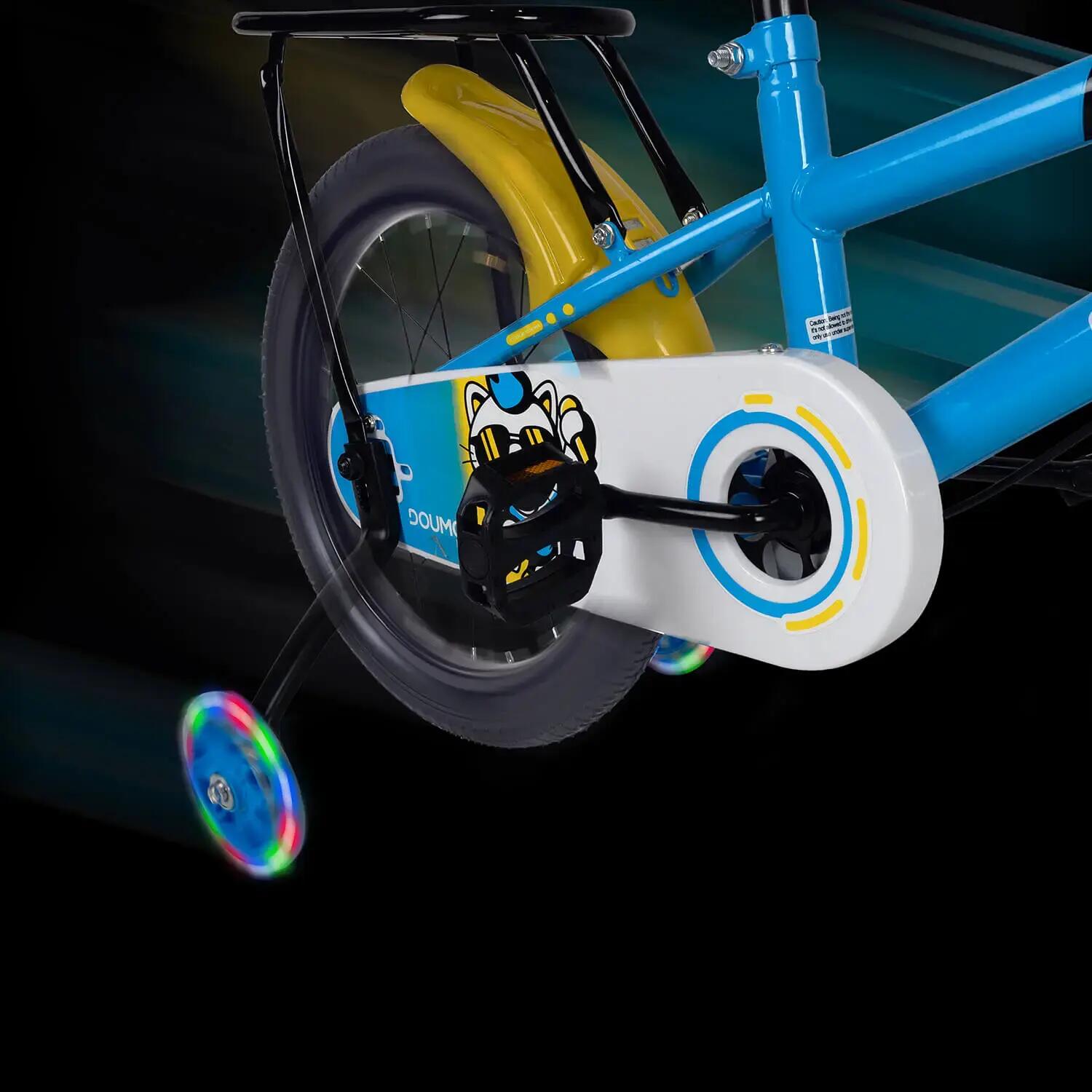 Bicicleta copii 5-7 ani cu roti ajutatoare Blue Arrow, 16 inch, blue galben 7/7