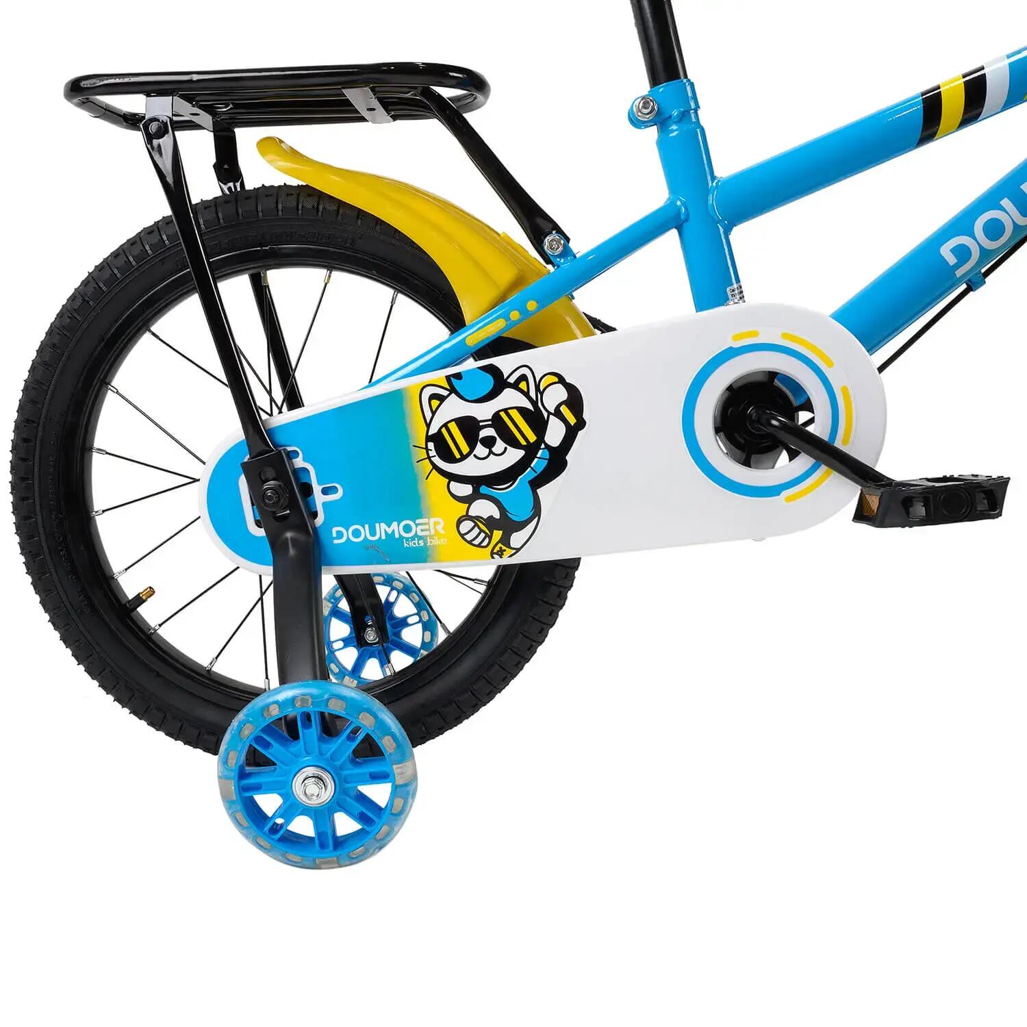 Bicicleta copii 5-7 ani cu roti ajutatoare Blue Arrow, 16 inch, blue galben 5/7