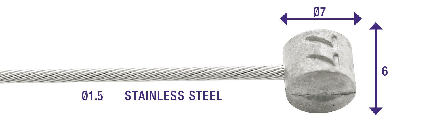 Câbles de freins 1x9 fils inox Slick Ø1,5mm tête en T Ø7x6 Elvedes (x100) 4/4