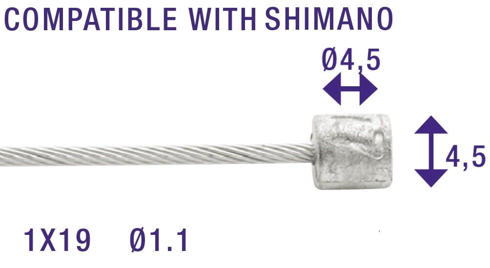 Câbles de transmission 1x19 fils inox Ø1,1mm avec tête N Ø4,5x4 Elvedes (x100) 6/6
