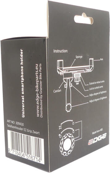 Soporte telefónico Edge EZ Grip negro para bicicletas 4/7