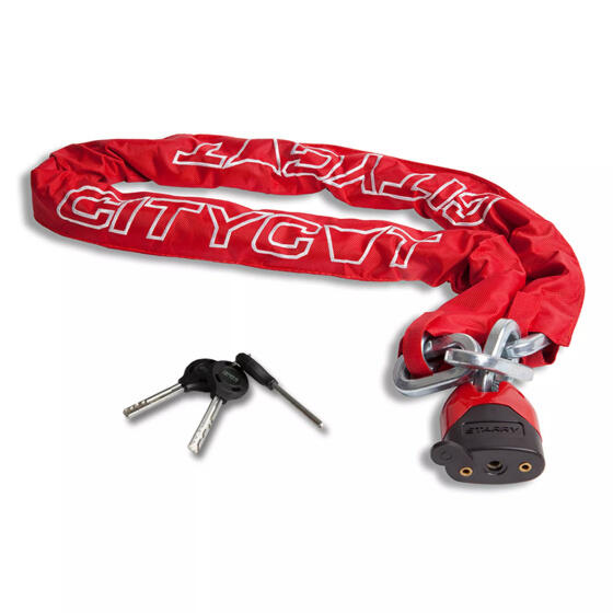 Antivol à chaîne Citycat avec housse en nylon - 1500 mm, 12,5 mm, rouge 2/3