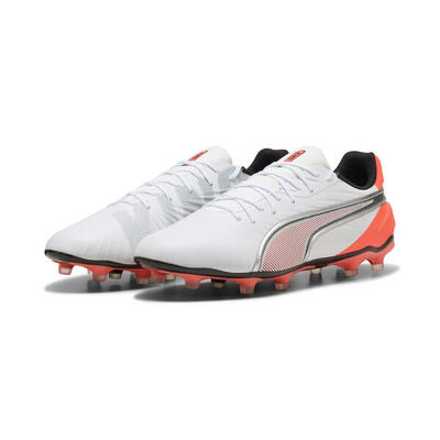 Botas de fútbol KING MATCH FG/AG unisex PUMA White Silver Glowing Red Metallic