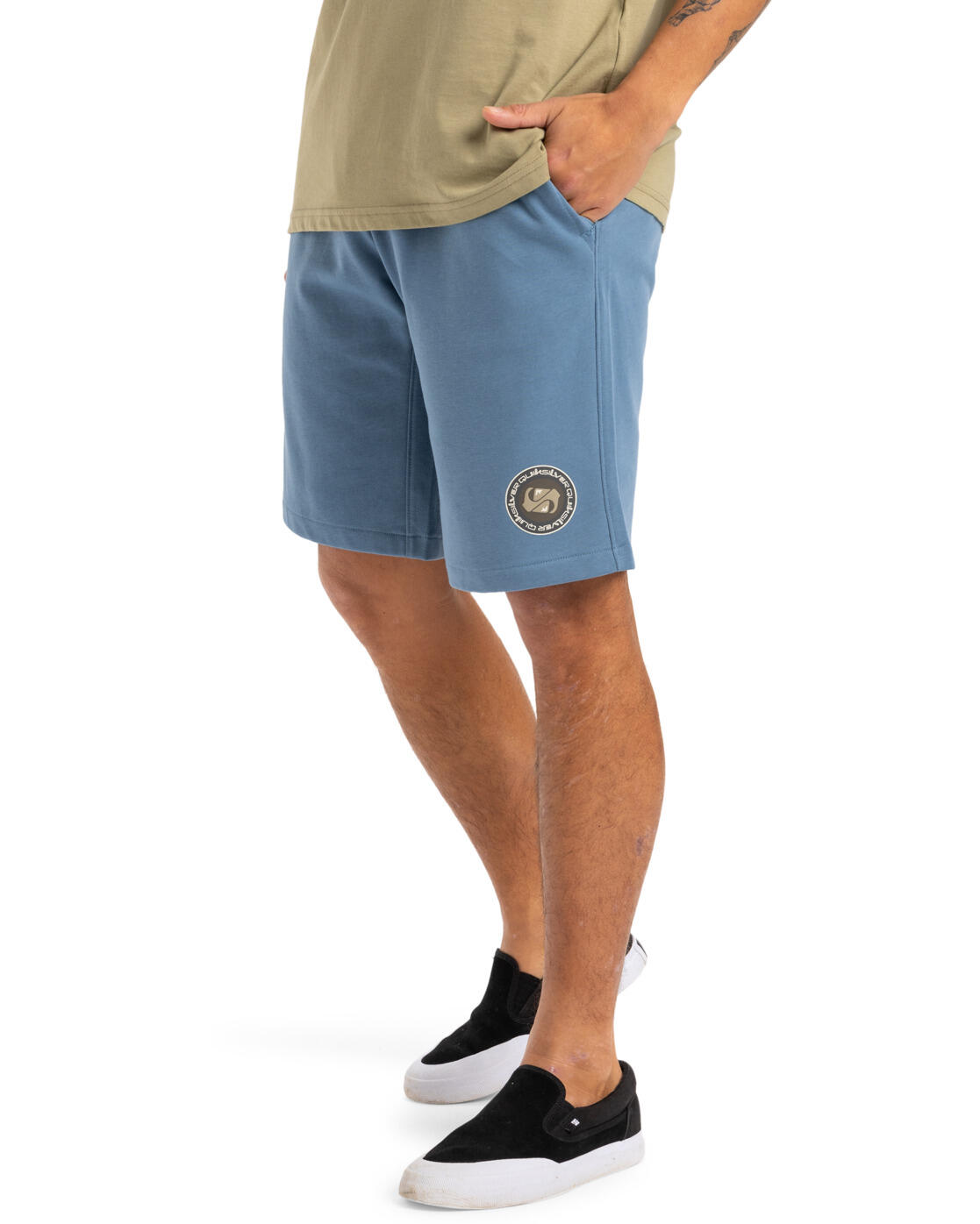 Short à taille élastique CIRCLE BACK Bleu Homme 3/4