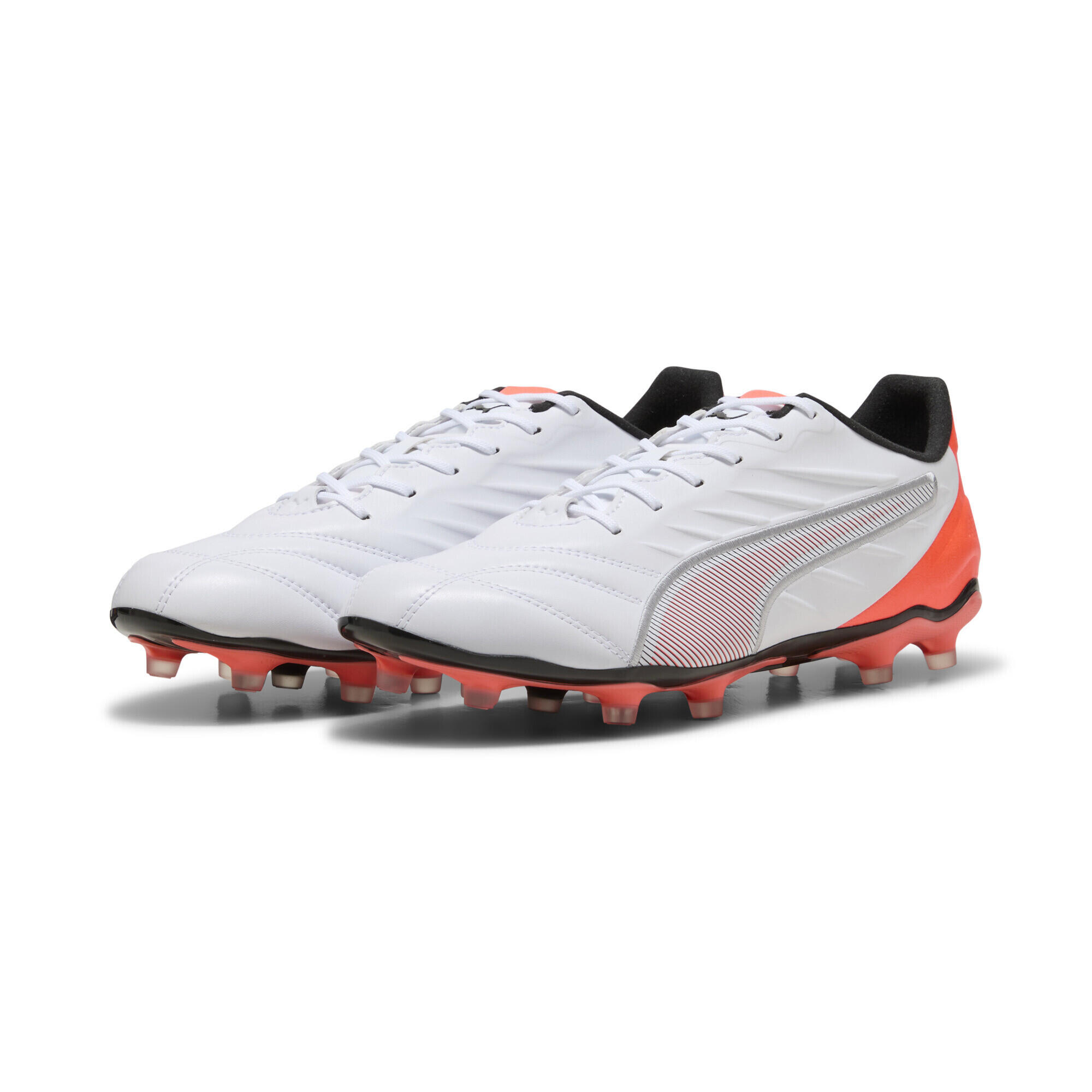 Puma - Chaussures De Football King Pro fg/ag Unisexe Puma - Chaussures De Football - Blanc|gris|rouge - 46 - Decathlon