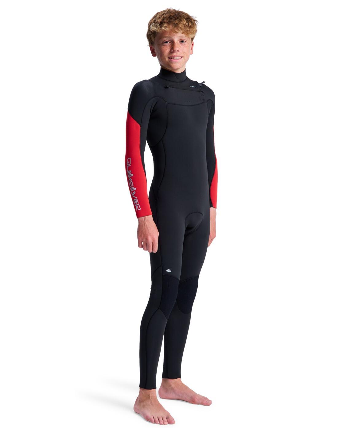 Combinaison de surf zip poitrine 4/3MM EVERYDAY SESSIONS Rouge Garçon 3/4