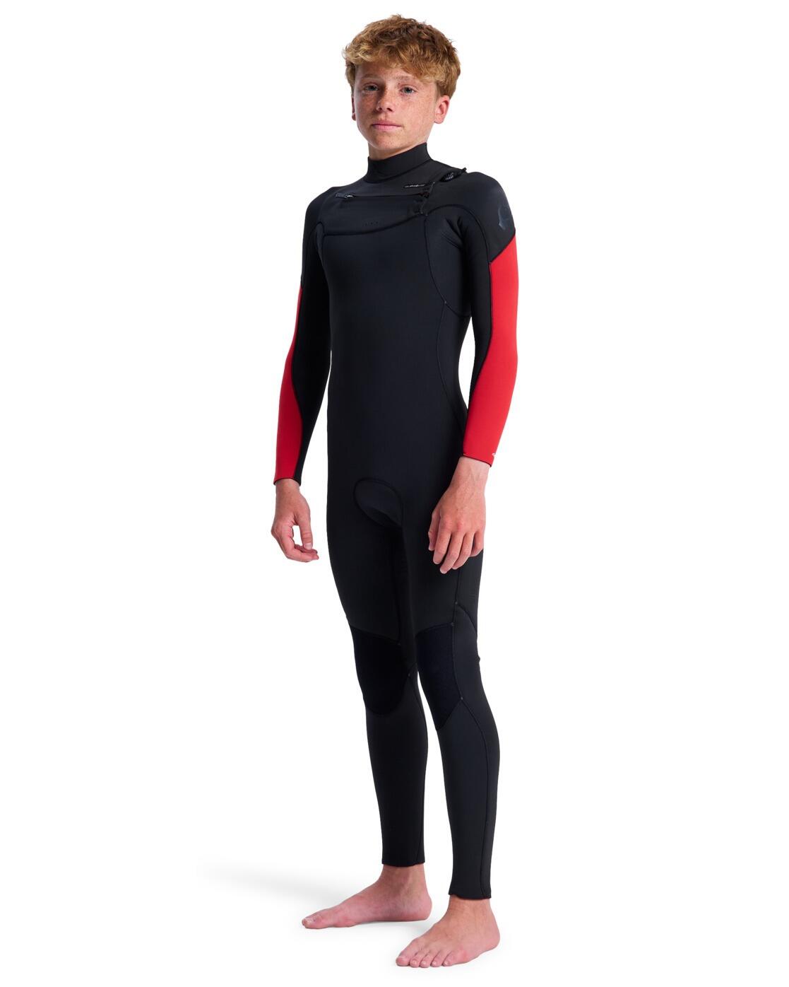 Combinaison de surf zip poitrine 4/3MM EVERYDAY SESSIONS Rouge Garçon 4/4