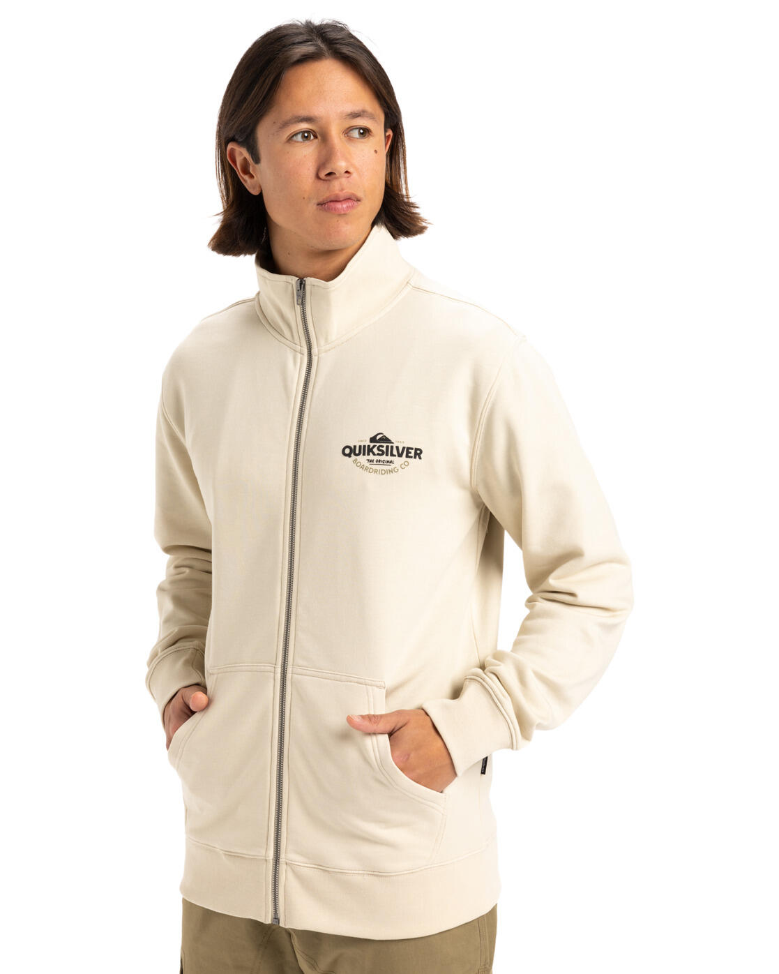 Sudadera con Cremallera Integral SIMPLE SURF Blanco Hombre 3/4