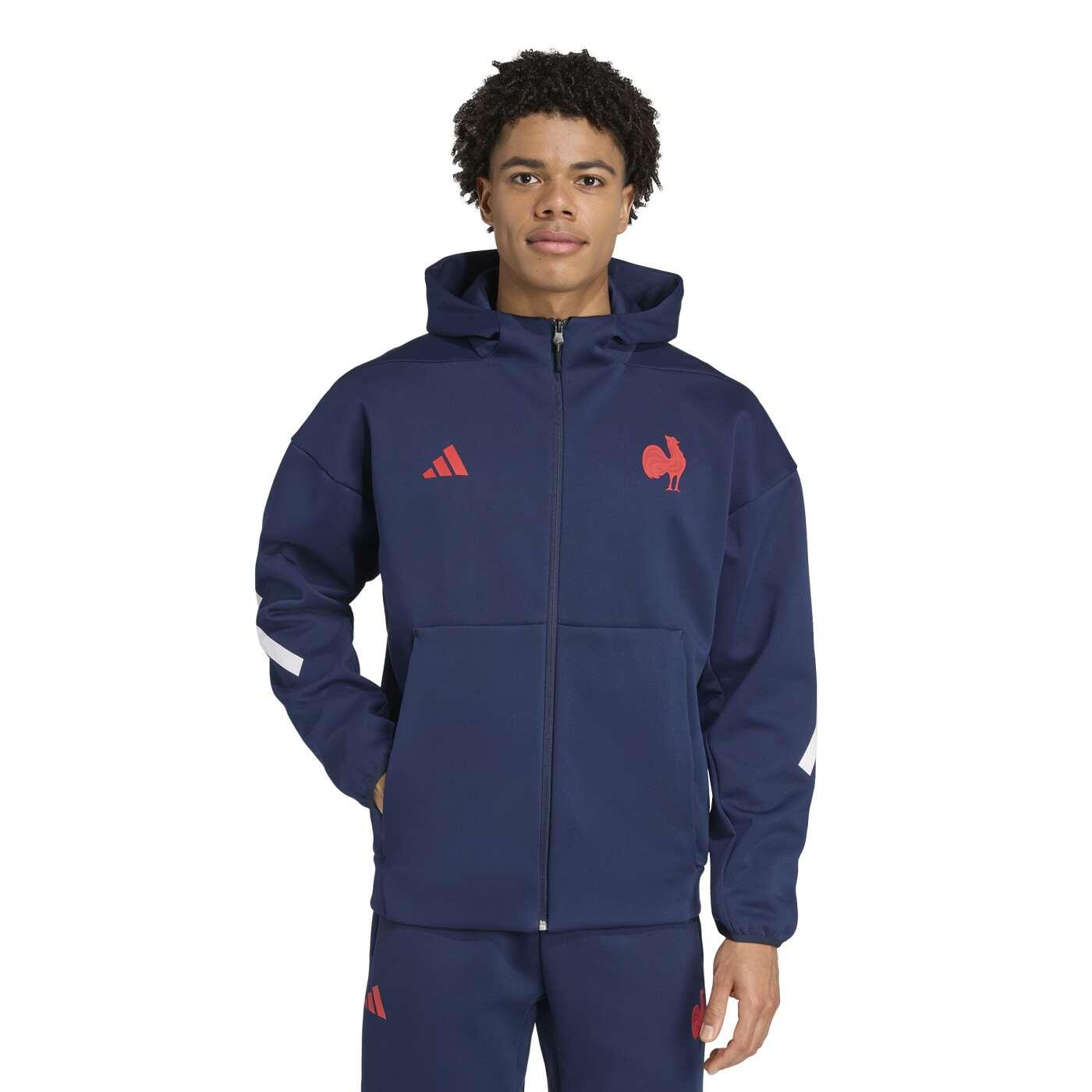 ADIDAS Felpa Con Cappuccio E Zip Adidas Francia Rugby