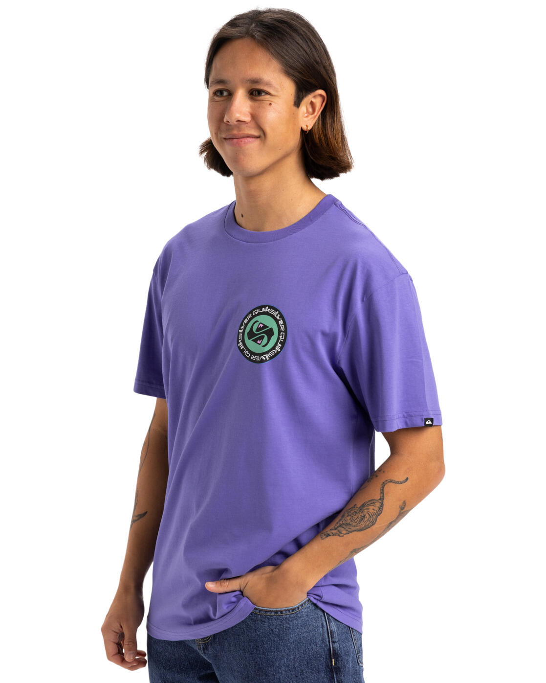 Camiseta de manga corta CIRCLE BACK Morado Hombre 3/4