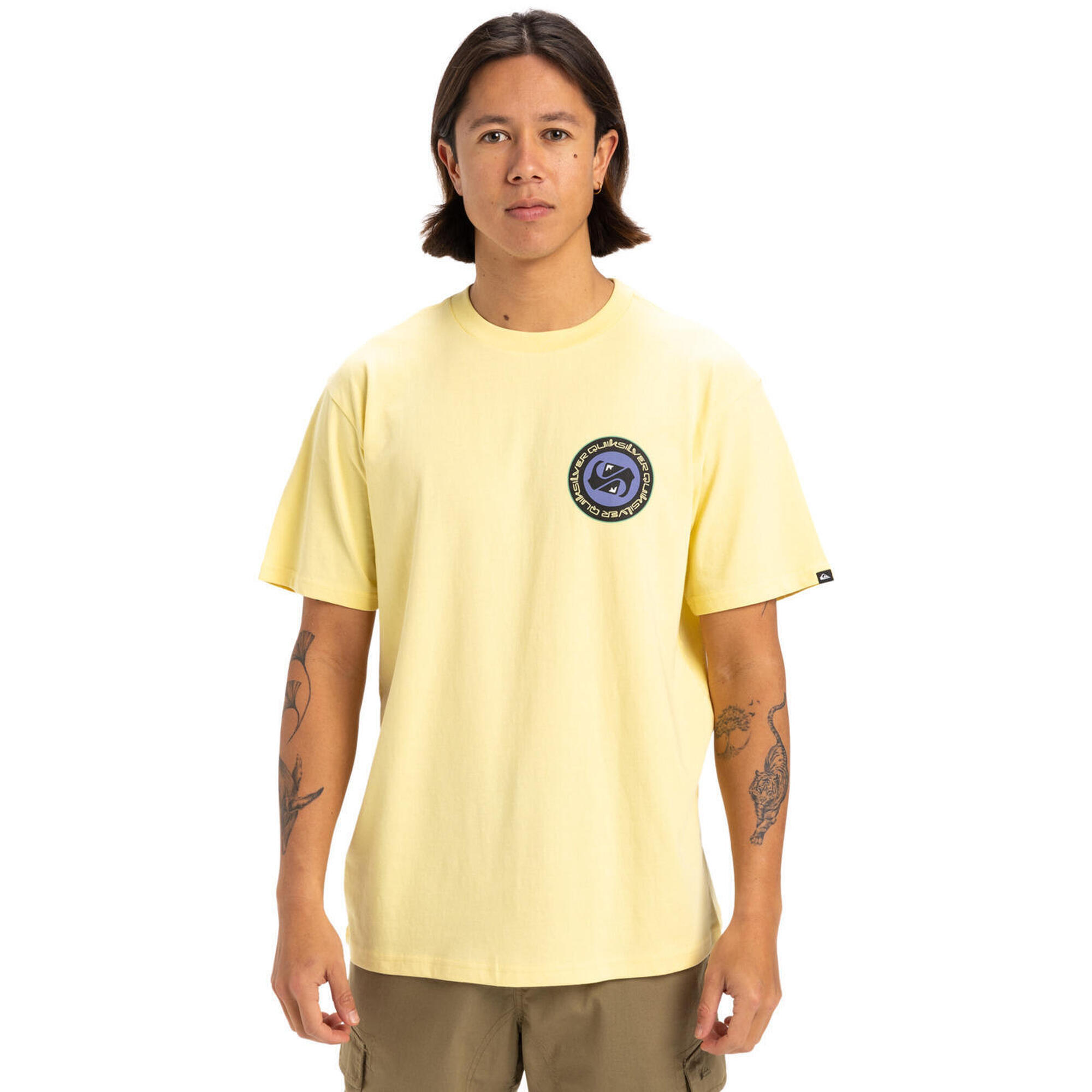 Quiksilver - T-shirt À Manches Courtes Circle Back Jaune Homme - T-shirt Manches Courtes - Jaune|vert - Decathlon