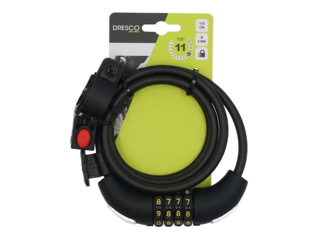 Dresco Code Kabelslot 120/8 -Cijferslot / Spiraalslot - 120 CM - Met Houder 2/6