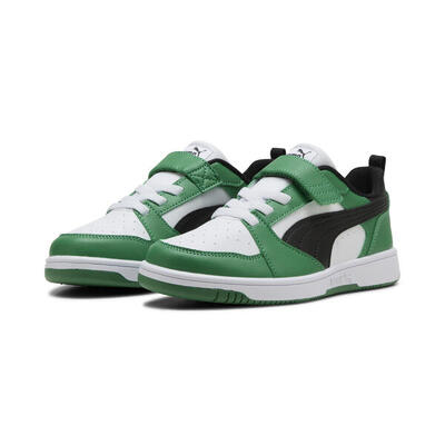 Puma rebound v6 lo sneakers voor kinderen puma white black archive green