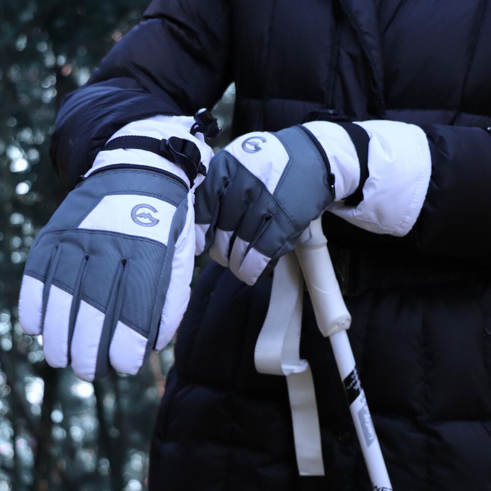 ULTRA DRIMAX dames skihandschoenen WHITE/GUN METAL. 4/5