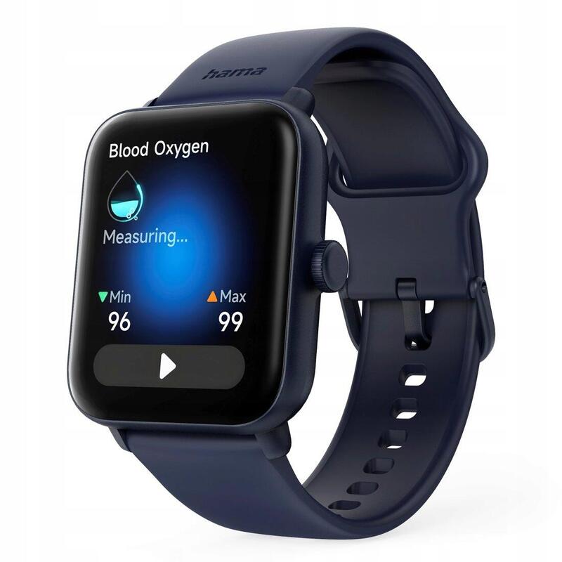 SMARTWATCH Zegarek Sportowy Hama Fit Watch 6010 GPS Prostokątny Niebieski