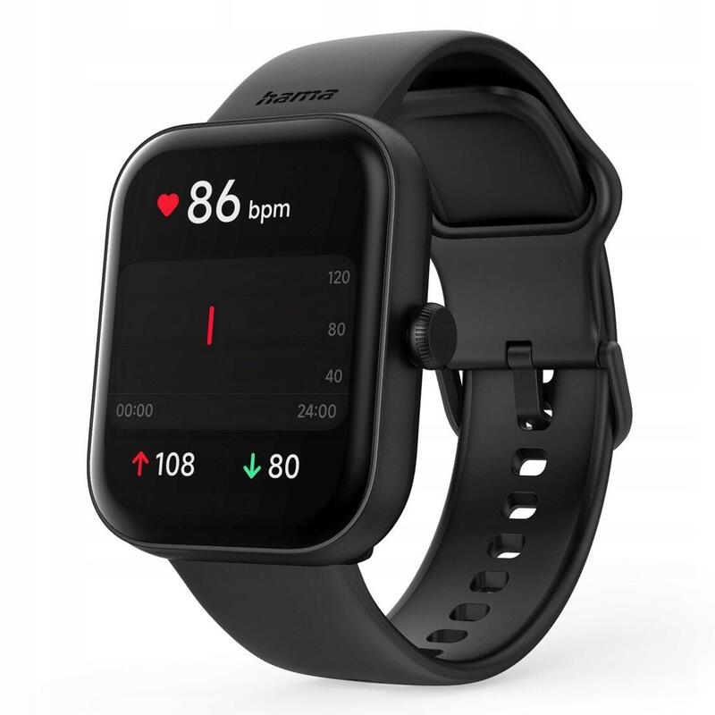 Hama Fit Watch 5000 SMARTWATCH Zegarek Sportowy Prostokątny Czarny