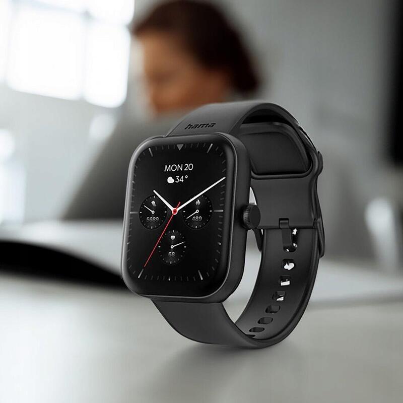 Hama Fit Watch 5000 SMARTWATCH Zegarek Sportowy Prostokątny Czarny
