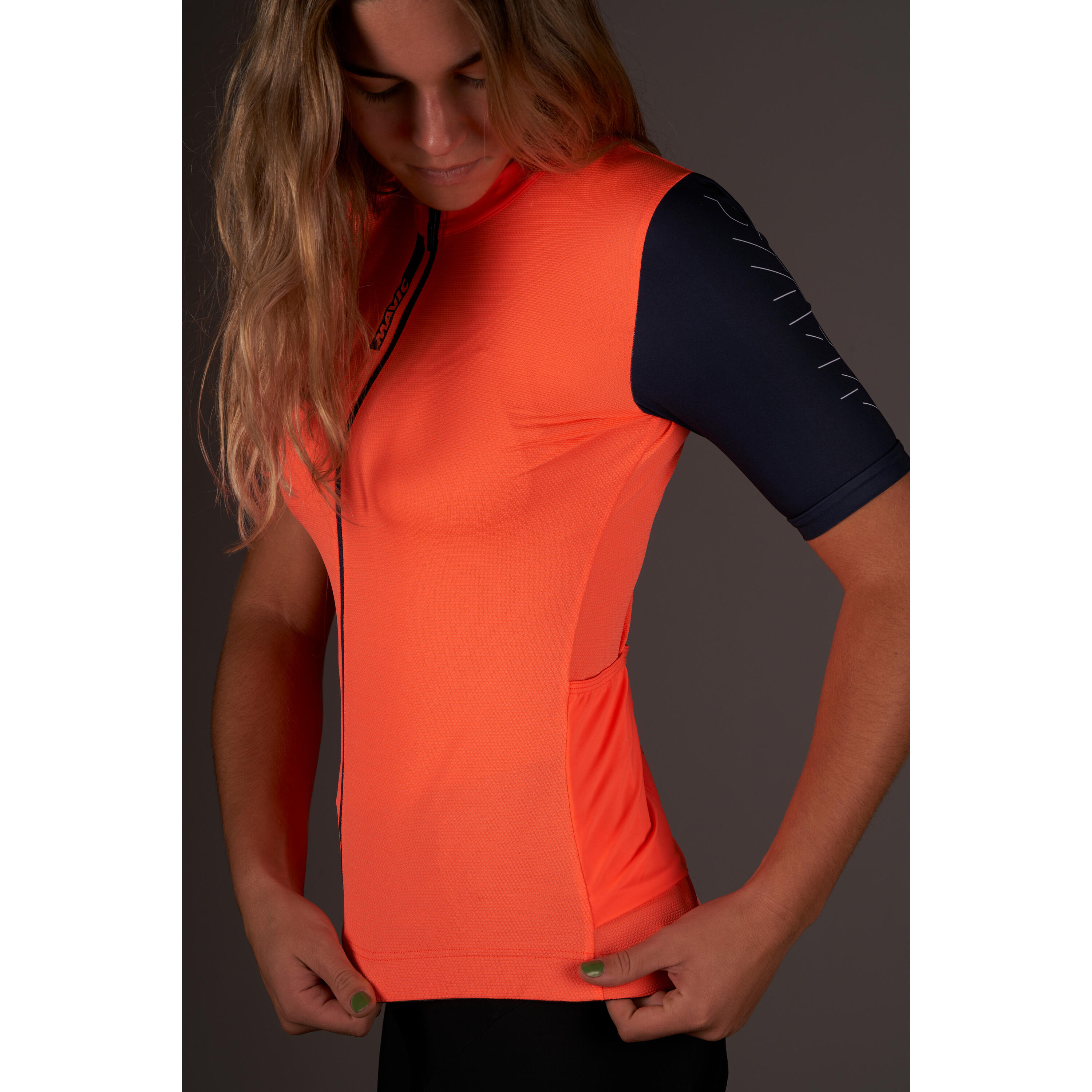 Maillot Manches Courtes Mavic Essential Femme Bleu Foncé/Corail 3/3