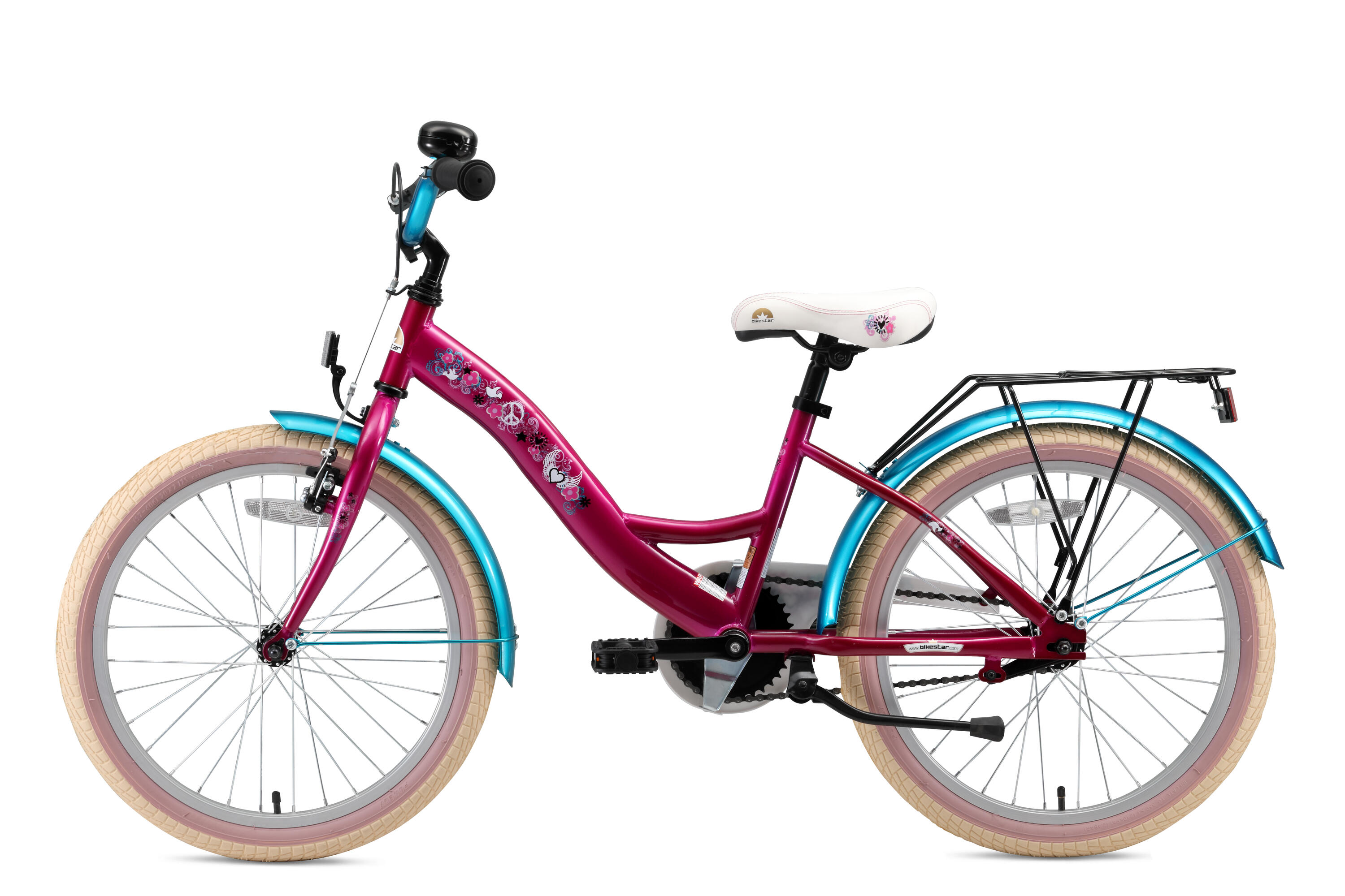 BIKESTAR Kinderfiets 24 inch vanaf 8 - 11 jaar, Classic, Berry