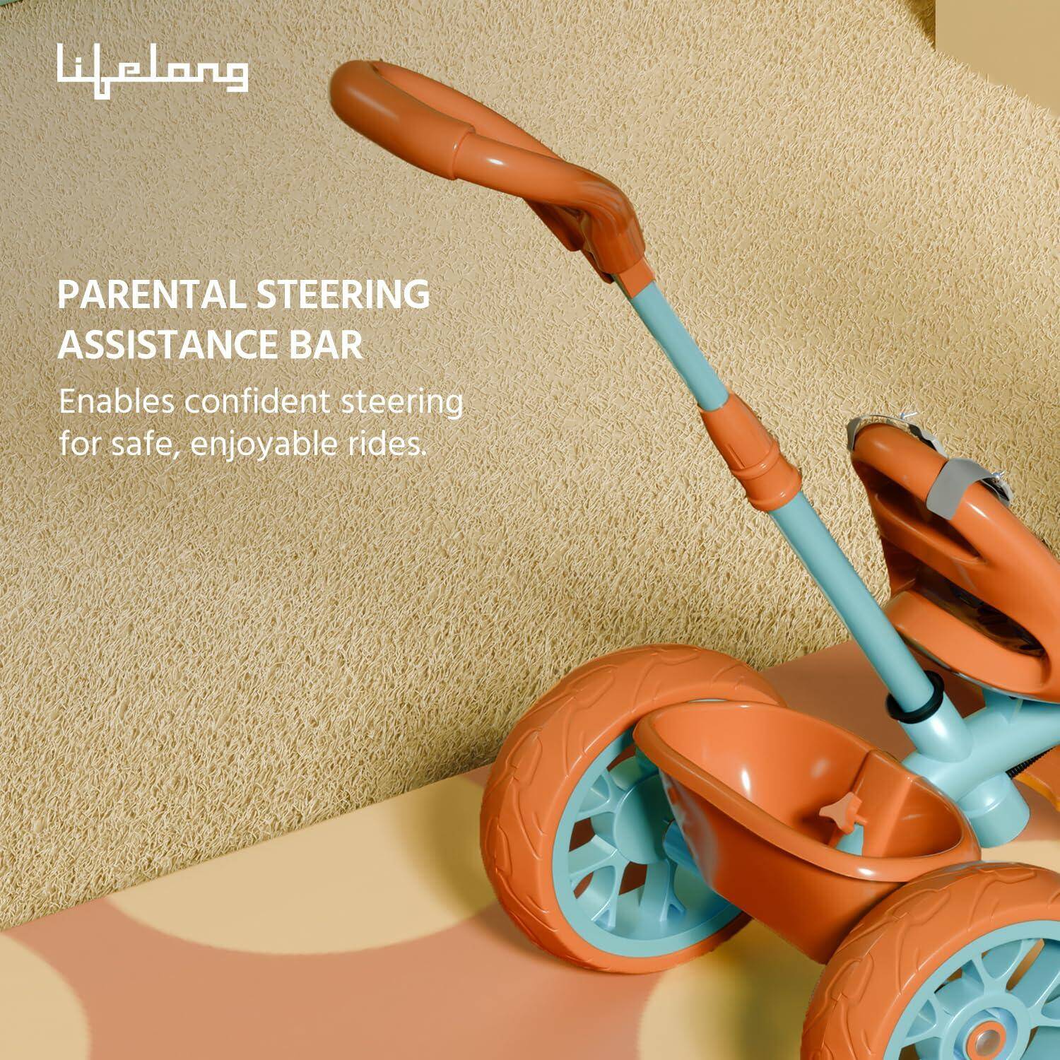Lifelong Trike Cycle for Kids Cycle 2 - 5 years - Tricycles for Boy & Girl - Baby cycle - bicycle for kids - Bike with 3 EVA Wheels, Bell & Basket -Durable tricycle with Parental Control 30kg Capacity -  3