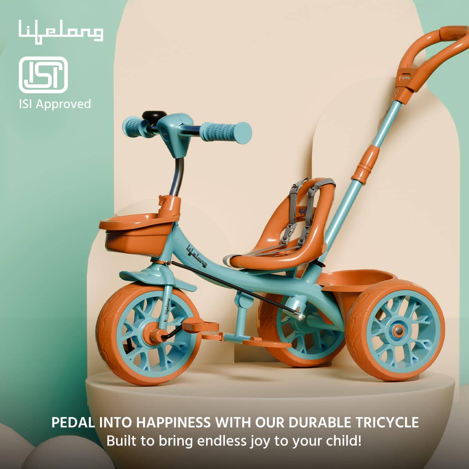 Lifelong Trike Cycle for Kids Cycle 2 - 5 years - Tricycles for Boy & Girl - Baby cycle - bicycle for kids - Bike with 3 EVA Wheels, Bell & Basket -Durable tricycle with Parental Control 30kg Capacity -  5