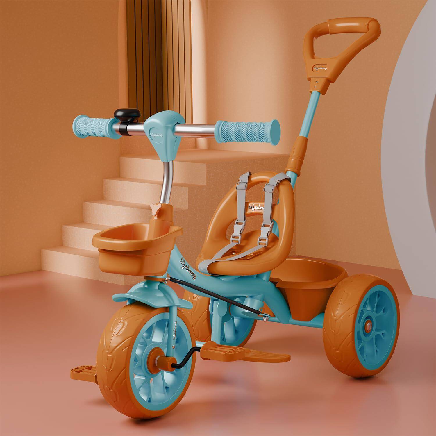 Lifelong Trike Cycle for Kids Cycle 2 - 5 years - Tricycles for Boy & Girl - Baby cycle - bicycle for kids - Bike with 3 EVA Wheels, Bell & Basket -Durable tricycle with Parental Control 30kg Capacity -  1