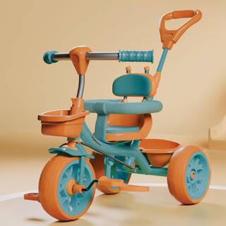 Lifelong Kids Harness Parental Control Tricycle with EVA wheels , Bell & Storage Basket|Baby Trike|Age Group 1 Years to 4 Years Carrying Capacity upto 25 kgs, Green/Tan