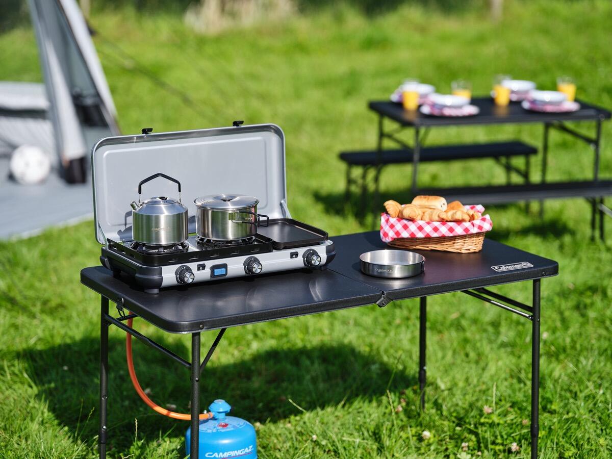 4 Person Pack-Away SET Folding All-in-One Steel Table & Chair | Compact & Foldable Set for Camping, Picnic, Garden, Outdoor & Indoor Use