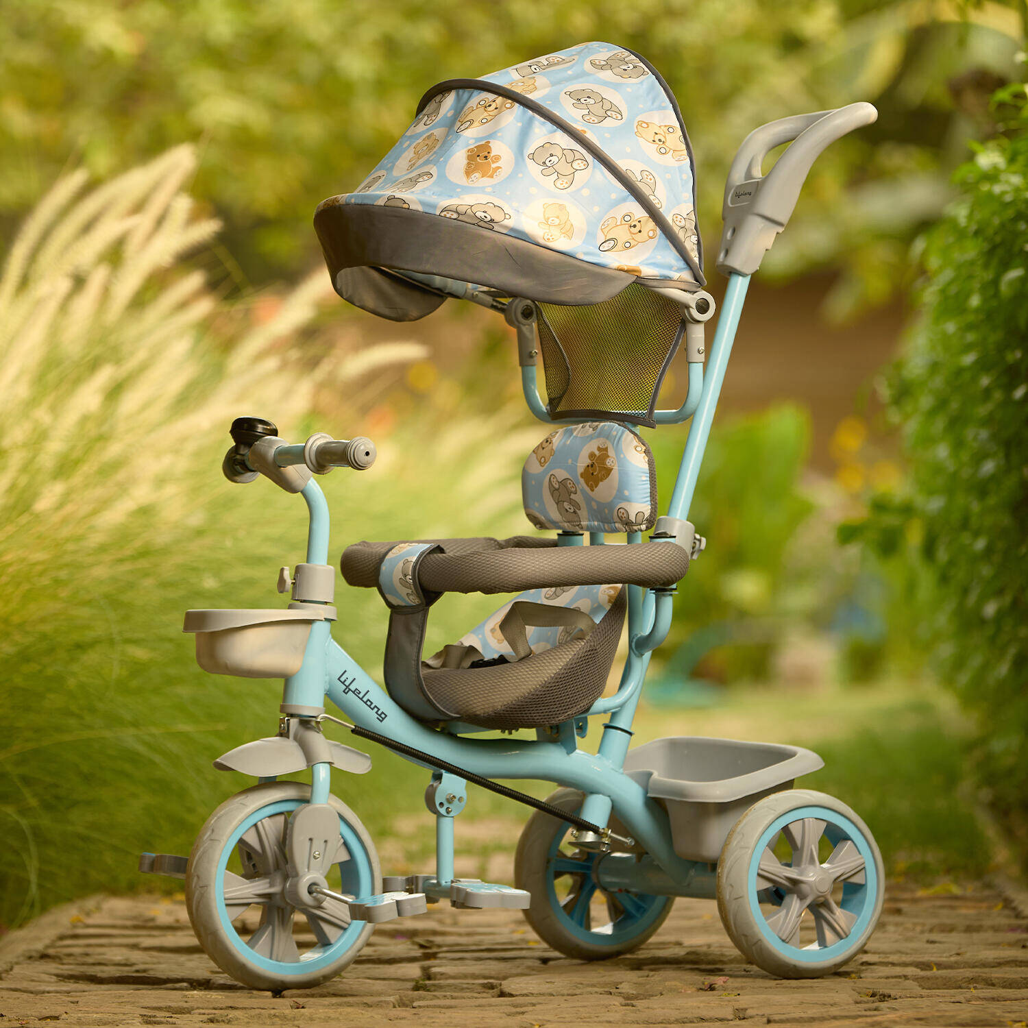 Lifelong Kids Parental Control Tricycle with Hood,Harness,EVA Wheels, Bell & Storage Basket|Baby Trike|Age Group 1 Years to 4 Years Carrying Capacity upto 30 kg -  1