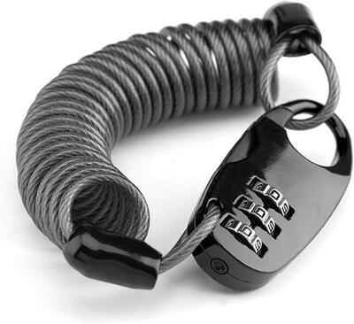 Rockbros helmslot met 3-cijferige combinatie, 90 cm kabel, stevig en zwart