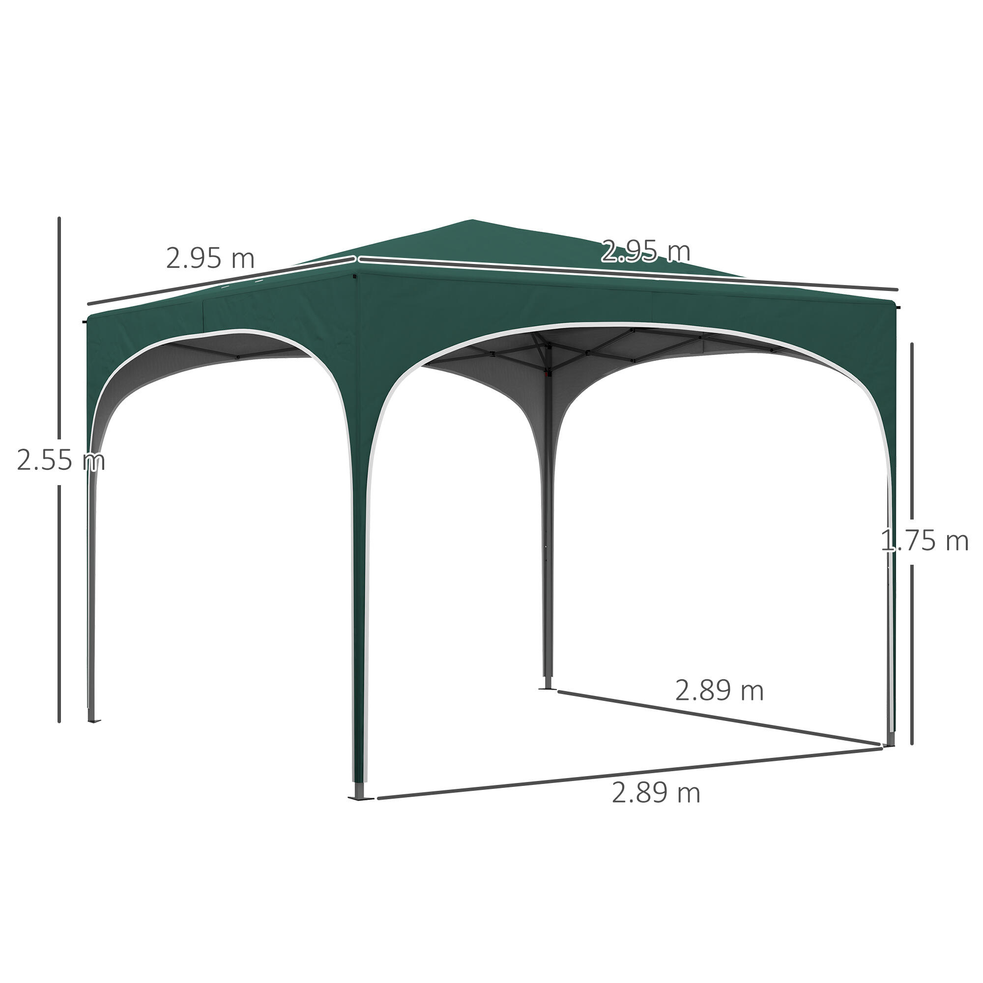 Outsunny Gazebo da Giardino ad Altezza Regolabile in Metallo Verde 3/7